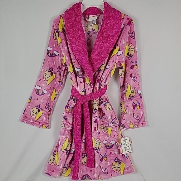NEW Jojo Siwa Girls Pink Luxe Plush Pajama Robe Size 12 MSRP $42 - Picture 1 of 7